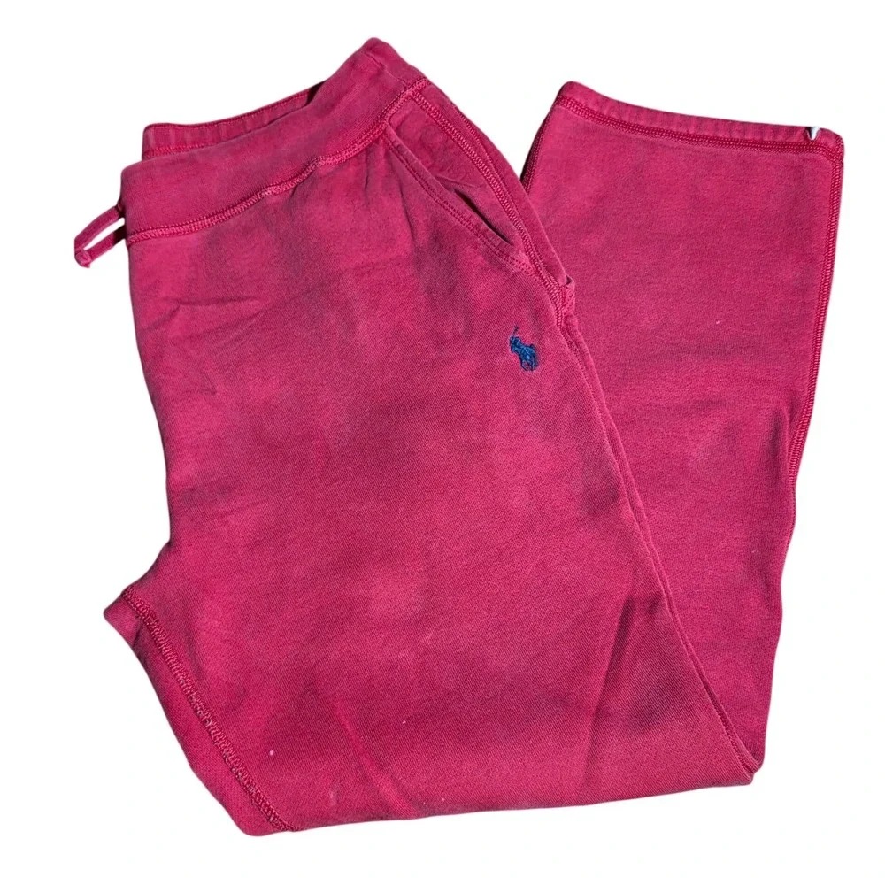 Polo Ralph Lauren Mens Red Fleece Sweatpants Drawstring Joggers Size Large